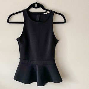 Lush peplum sleeveless top, black, size XS